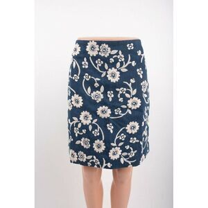Boden Womens Jean Denim Skirt Embroidered UK 12 US 8 Blue White Floral NWT